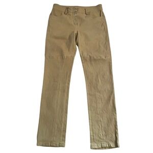 Brunello Cucinelli Tan Leather Moto Trousers Quiet Luxury Straight Leg Pants